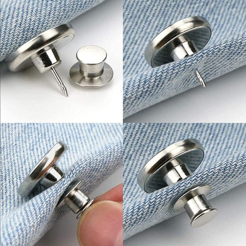 TOOVREN Upgraded Button Pins for Jeans No Sew 8 Sets Pant Jean Buttons Extender Adjustable Removable Metal Adds Pants Waist Tightener Pin to Make ...